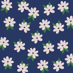 Colorful floral seamless pattern illustration. Vintage style flower background design. Geometric natural wallpaper print, spring season nature backdrop texture with flowers.