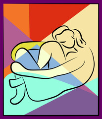 Colorful background, expressionism art style,abstract figure