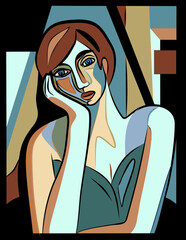 Colorful background, cubism art style,abstract portrait