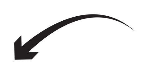 Long arrows icon. Long curved hand drawn arrow isolated.