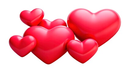 Heart-shaped decorations in vibrant red for romantic occasions and celebrations