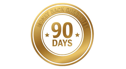 Gold Money Back Guarantee Badge with 90 Days Warranty.