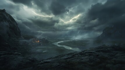 Dark clouds and lightning in 4K