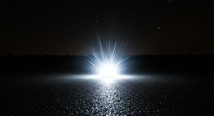 Bright Starburst on Dark Surface with Night Sky Background