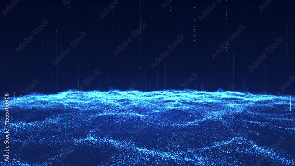 Poster big data waves that send data to be processed and sent to the system. in the fast-paced digital age 