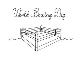 World Boxing Day. Abstract boxing ring, continuous single one line art hand drawing sketch, logo