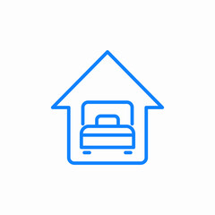 house with bed icon sign vector