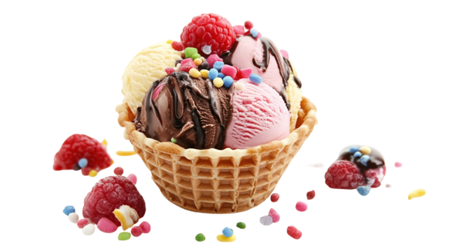 Colorful sweet candy and lollipops, colorful cartoon ice cream bars with different types of sweets isolated on a transparent background