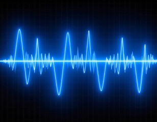 Blue audio waveform on dark grid