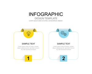Vector Infographic label design template with icons and 2 options or steps.