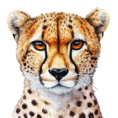 watercolor of Cheetah Close Up, vector, isolated on a white background. © AMIDCO