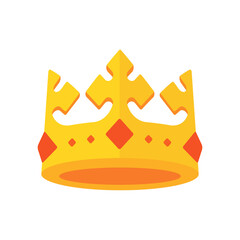 Vibrant Golden Crown with Red Jewels on White Background - Royalty and Elegance Symbol in Vector Illustration