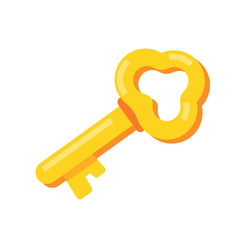 Bright Yellow Cartoon Key Illustration on White Background for Digital and Print Use in Design Projects and Creative Concepts