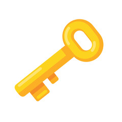 Bright Yellow Cartoon Key Illustration on White Background for Security and Access Concepts