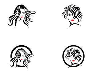 hair woman and face logo and symbols
