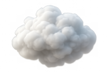 Realistic white cloud floating on a transparent background, perfect for weather or sky-related designs