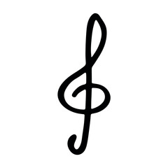 Obraz premium Treble clef doodle. Hand drawn musical symbol. Single element for print, web, design, decor, logo