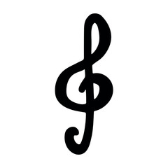 Fototapeta premium Treble clef doodle. Hand drawn musical symbol. Single element for print, web, design, decor, logo