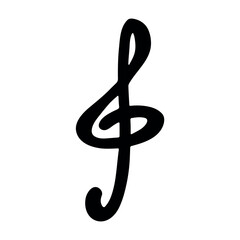 Fototapeta premium Treble clef doodle. Hand drawn musical symbol. Single element for print, web, design, decor, logo