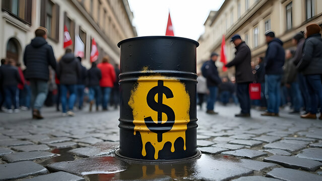 Liquefying Dollar Barrel in Graffiti Alley