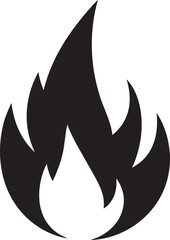 Classic Fire Flame Silhouette in Black | Vector Style Burning Illustration