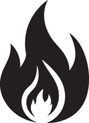 Classic Fire Flame Silhouette in Black | Vector Style Burning Illustration