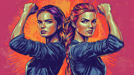 ilustracion representacion de lucha de las mujeres por el dia internacional de la mujer 8 de marzo