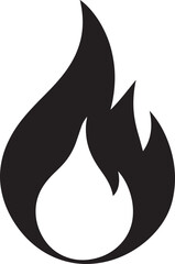 Classic Fire Flame Silhouette in Black | Vector Style Burning Illustration