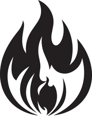 Classic Fire Flame Silhouette in Black | Vector Style Burning Illustration