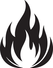 Classic Fire Flame Silhouette in Black | Vector Style Burning Illustration