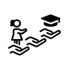 Vector solid black icon for Female education