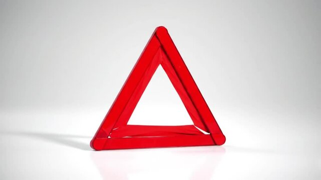 Minimal Red Warning Triangle on White Background with Soft Shadow &ndash; Flat Safety Alert Icon for UI, Apps, and Instructional Media