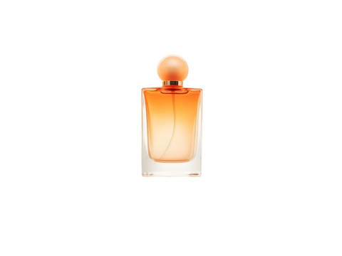 Amber Glass Perfume Bottle with Gold Cap and Clear Base Isolated on a transparent background orange - Powered by Adobe