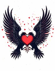 heart and crow tattoo design. AI Generate