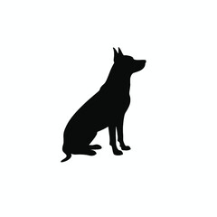 Sleek Doberman pinscher silhouette vector with upright ears and tail