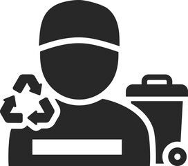 Garbage collector solid icon used in waste management, recycling, and sanitation service designs.