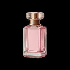 Elegant Pink Perfume Bottle on Black Background for Branding Use