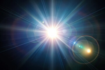 Fototapeta premium Bright starburst light effect with lens flares and rays