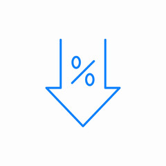 percentage decrease icon sign vector