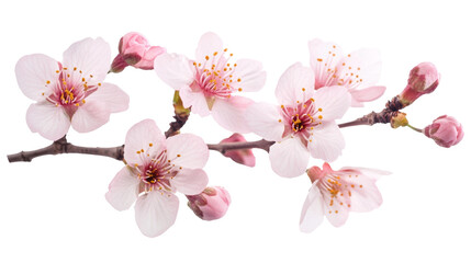 pink  sakura flower isolated on white	
