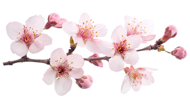 pink  sakura flower isolated on white	
