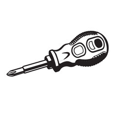 Silhouette image of a screwdriver on a white background