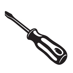 Silhouette image of a screwdriver on a white background