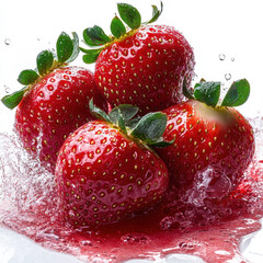 Delicious strawberries juice splash