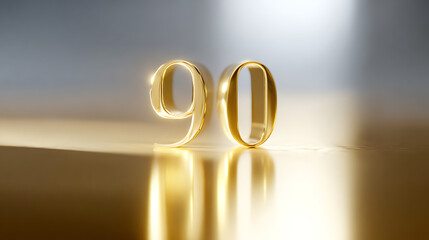 Golden ninety percent glossy digital image. 90% income or 90% off on sale concept. 3d generative rendering. Discount on sale. For graphic banner design, web design, prints, marketing campai 41020659 1