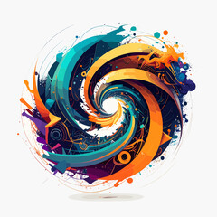 Abstract Swirl Design with Vibrant Colors and Dynamic Motion in an Artistic Illustration on White Background