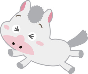 元気いっぱいの白馬キャラ｜2026年 午年の年賀状にぴったり！