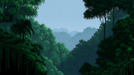 Lush jungle pixel art style. 90s platformer vibe. retro RPG background style, SNES-era charm. 16-bit. Wallpaper digital design 65170554 1