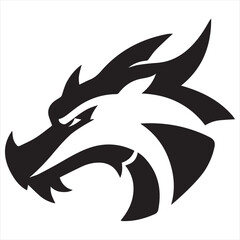 Fototapeta premium Minimal Dragon Head Logo Design, Silhouette Style Vector Graphic, Bold and Modern Minimalist Dragon Icon for Gaming, Fantasy Brands, Martial Arts, and Strong Brand Identities 