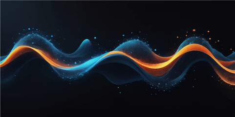 Abstract wave particle design and fractal realms glow with futuristic digital lines, creating a dynamic energy illustration © nur